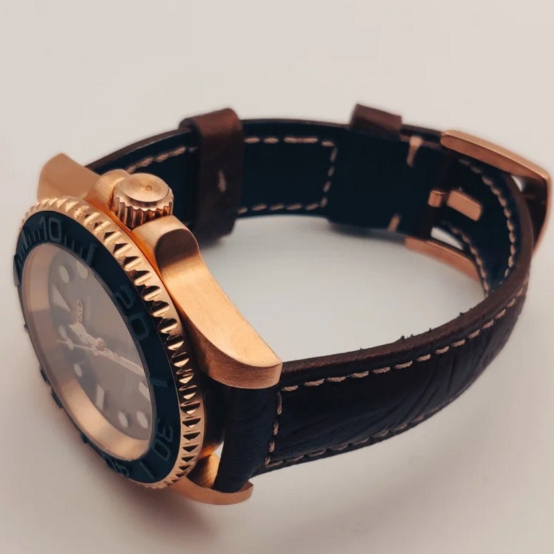 CUSTOM SEIKOSUB EDITION YACHT MASTER BRONZE LEATHER MOD - Monomods