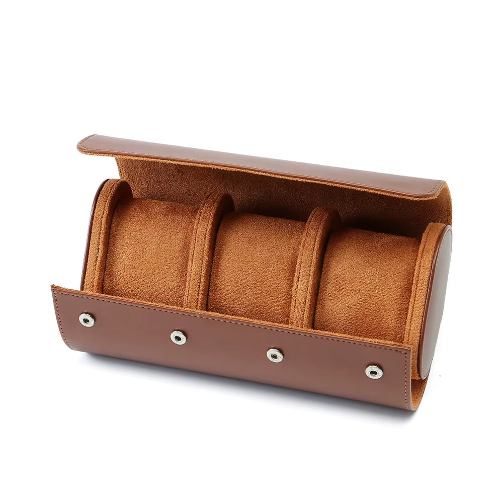 Brown Multi-Slot Watch Travel Case