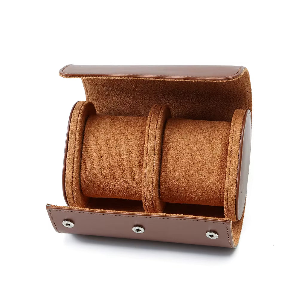Brown Multi-Slot Watch Travel Case