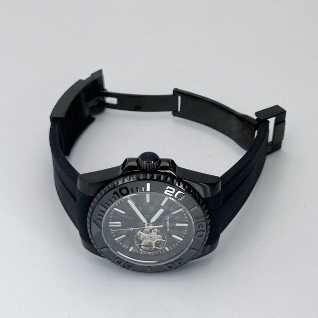 SEIKOSUB EDITION OBSIDIAN BLACK-OUT OPEN HEART MOD