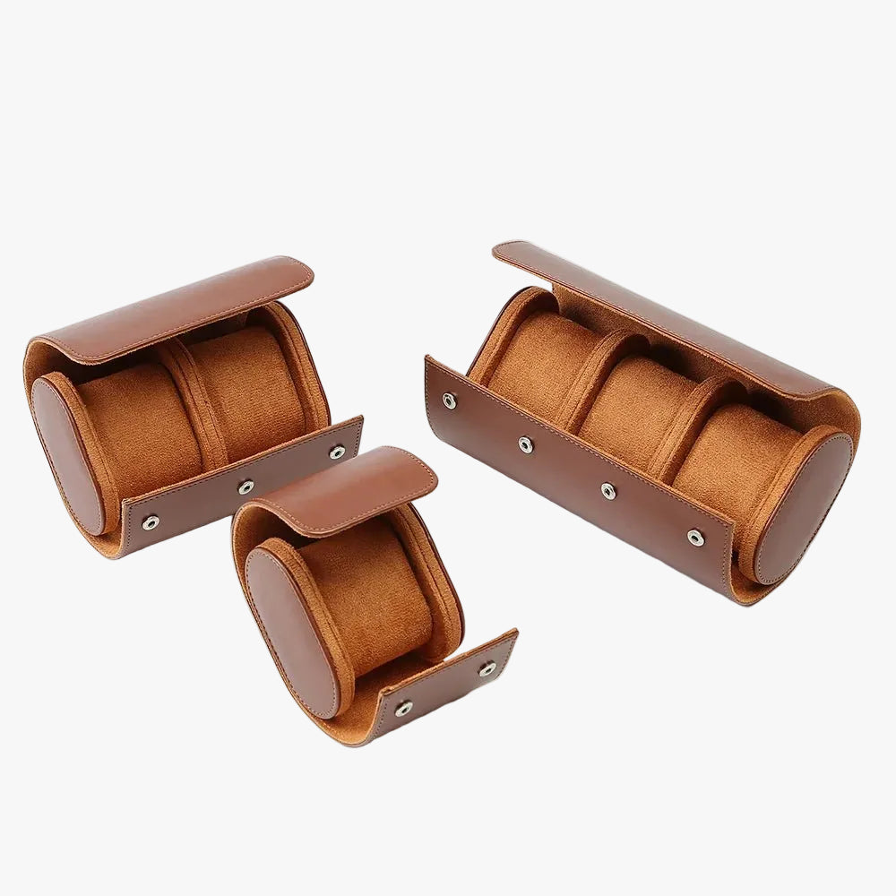 Brown Multi - Slot Watch Travel Case - Monomods