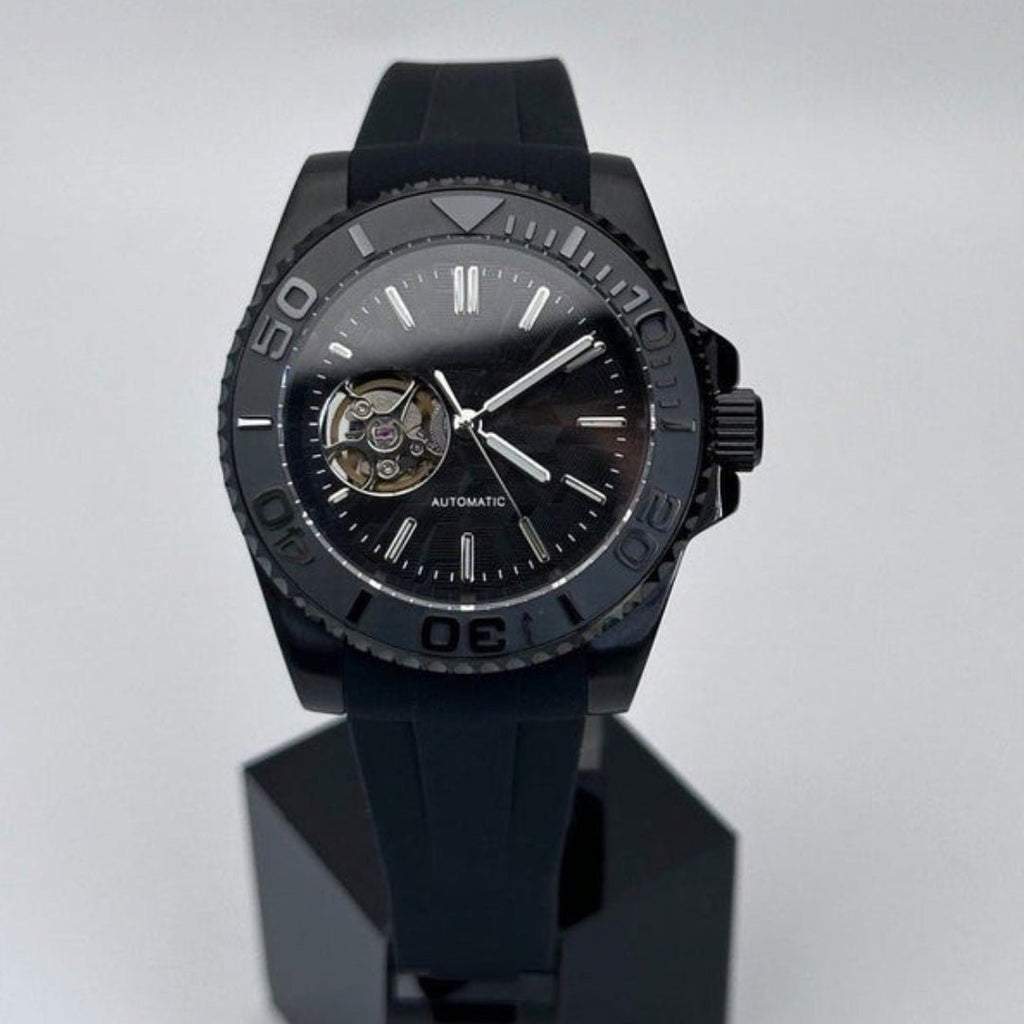 CUSTOM SEIKOSUB EDITION OBSIDIAN BLACK - OUT OPEN HEART MOD - Monomods