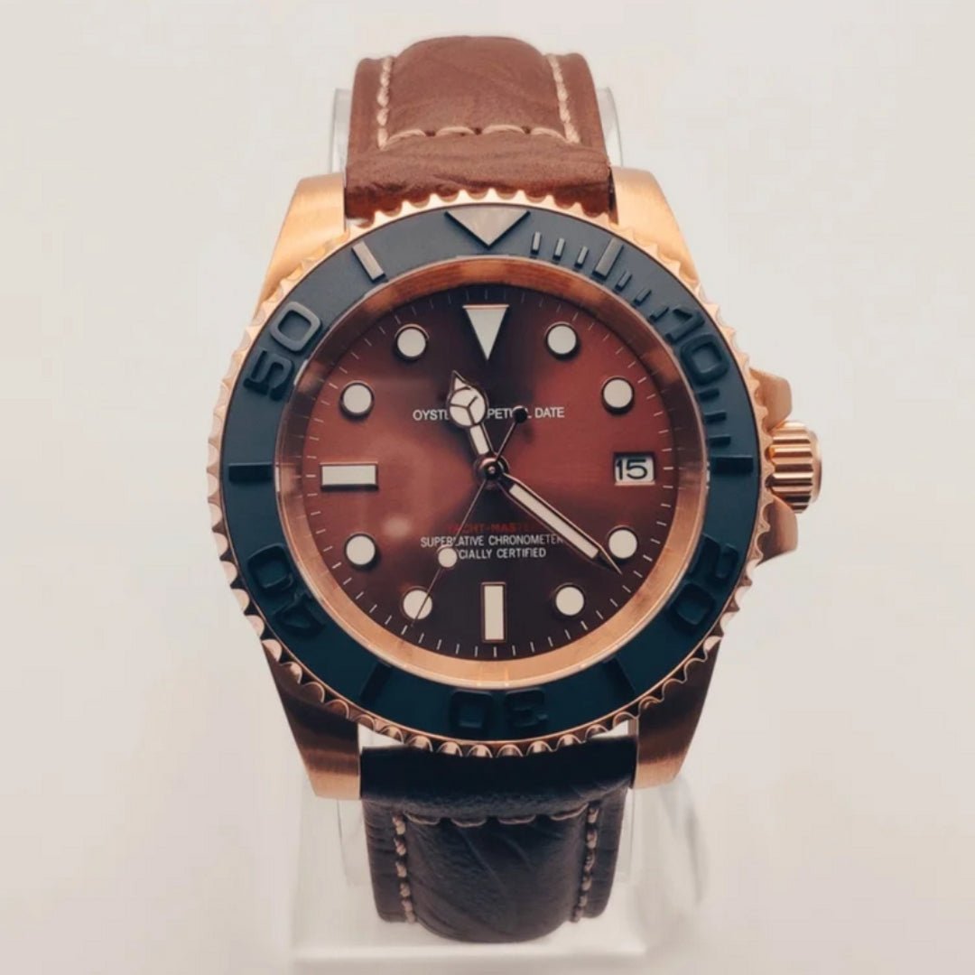 CUSTOM SEIKOSUB EDITION YACHT MASTER BRONZE LEATHER MOD - Monomods