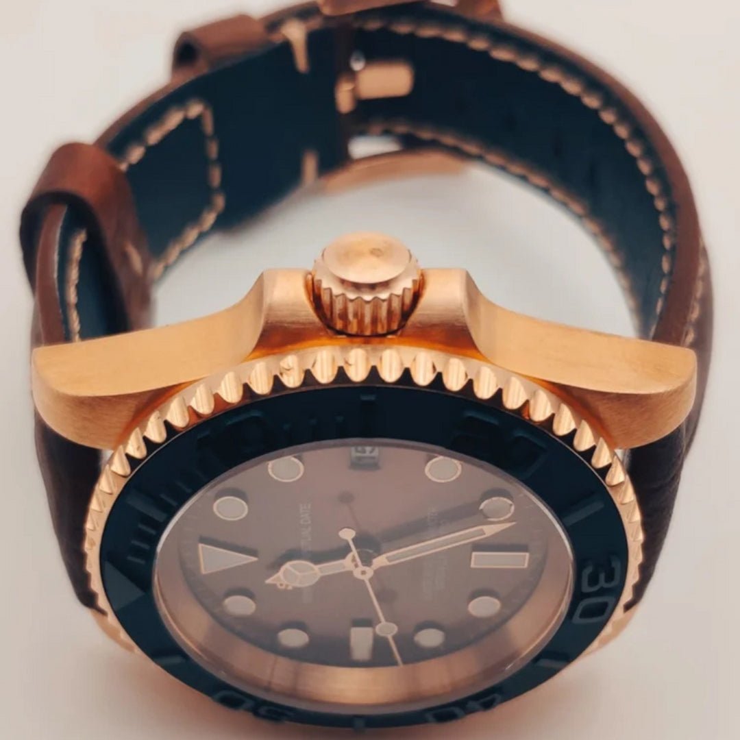 CUSTOM SEIKOSUB EDITION YACHT MASTER BRONZE LEATHER MOD - Monomods