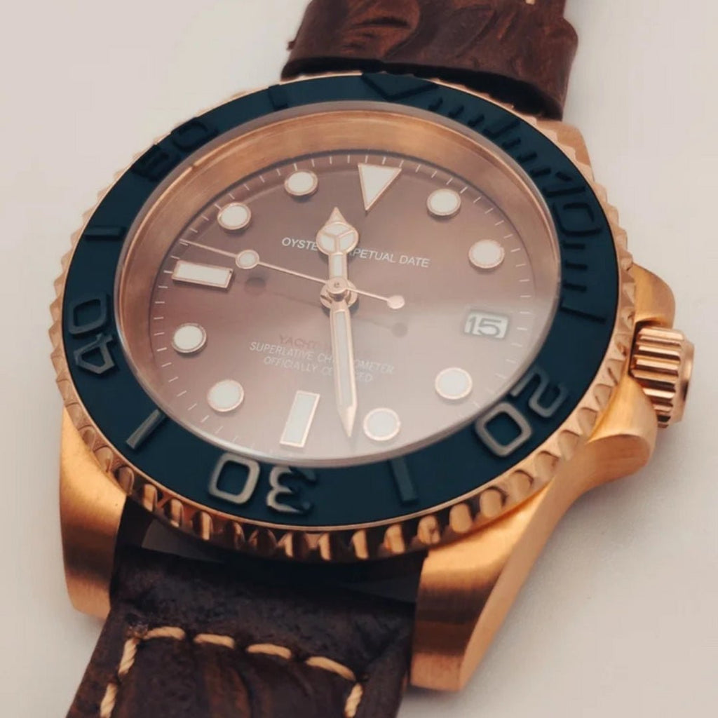 CUSTOM SEIKOSUB EDITION YACHT MASTER BRONZE LEATHER MOD - Monomods