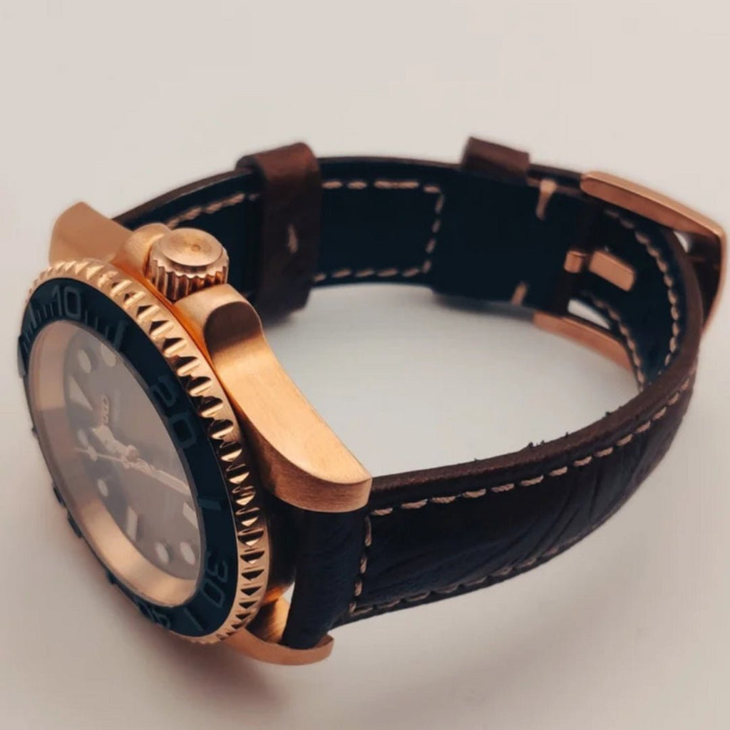 CUSTOM SEIKOSUB EDITION YACHT MASTER BRONZE LEATHER MOD - Monomods