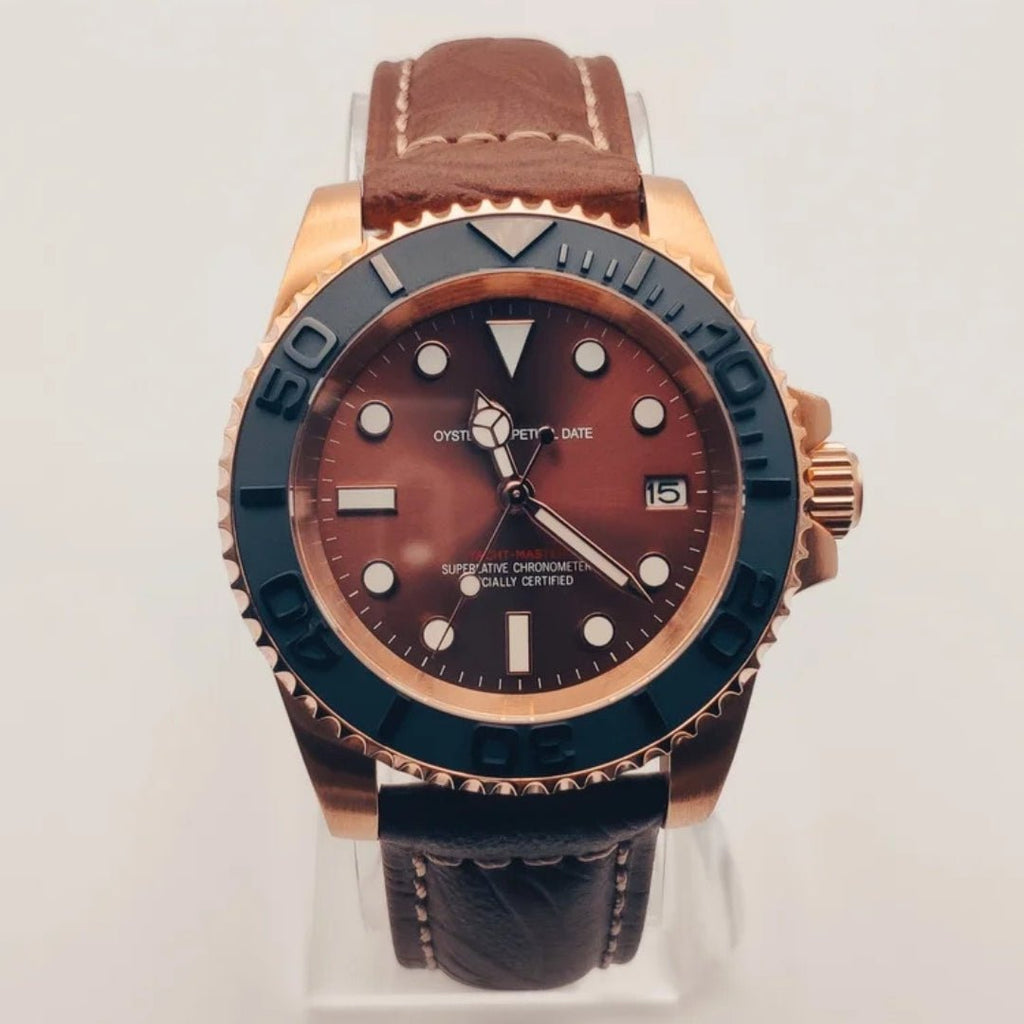 CUSTOM SEIKOSUB EDITION YACHT MASTER BRONZE LEATHER MOD - Monomods