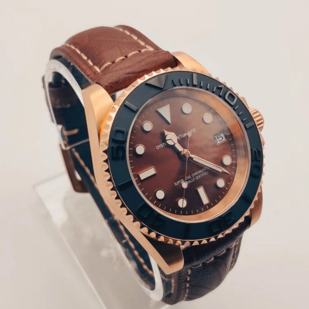 CUSTOM SEIKOSUB EDITION YACHT MASTER BRONZE LEATHER MOD - Monomods