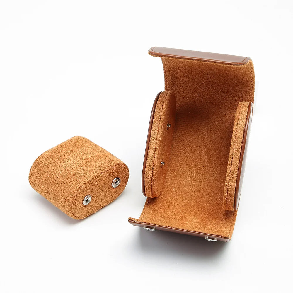 Brown Multi-Slot Watch Travel Case