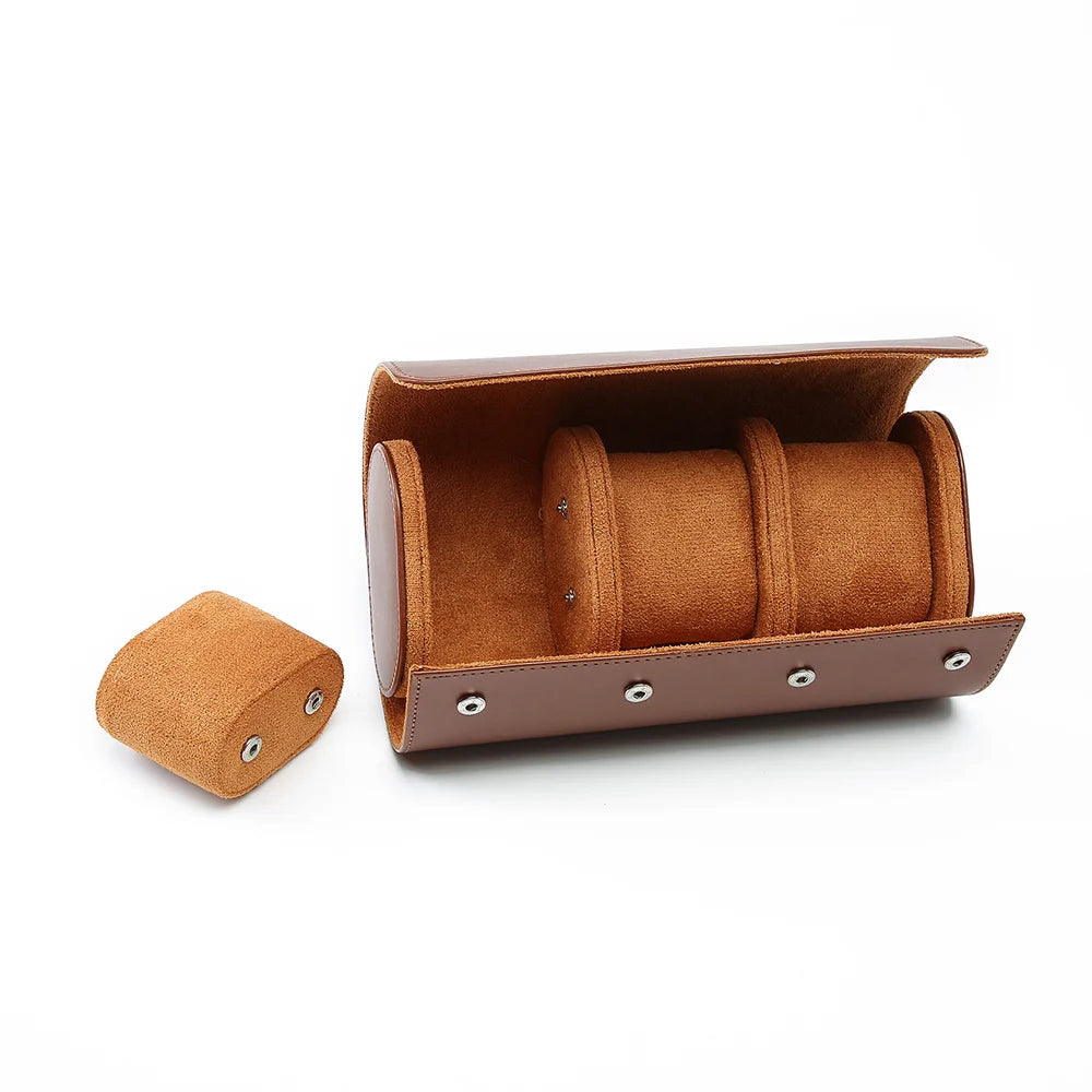 Brown Multi-Slot Watch Travel Case