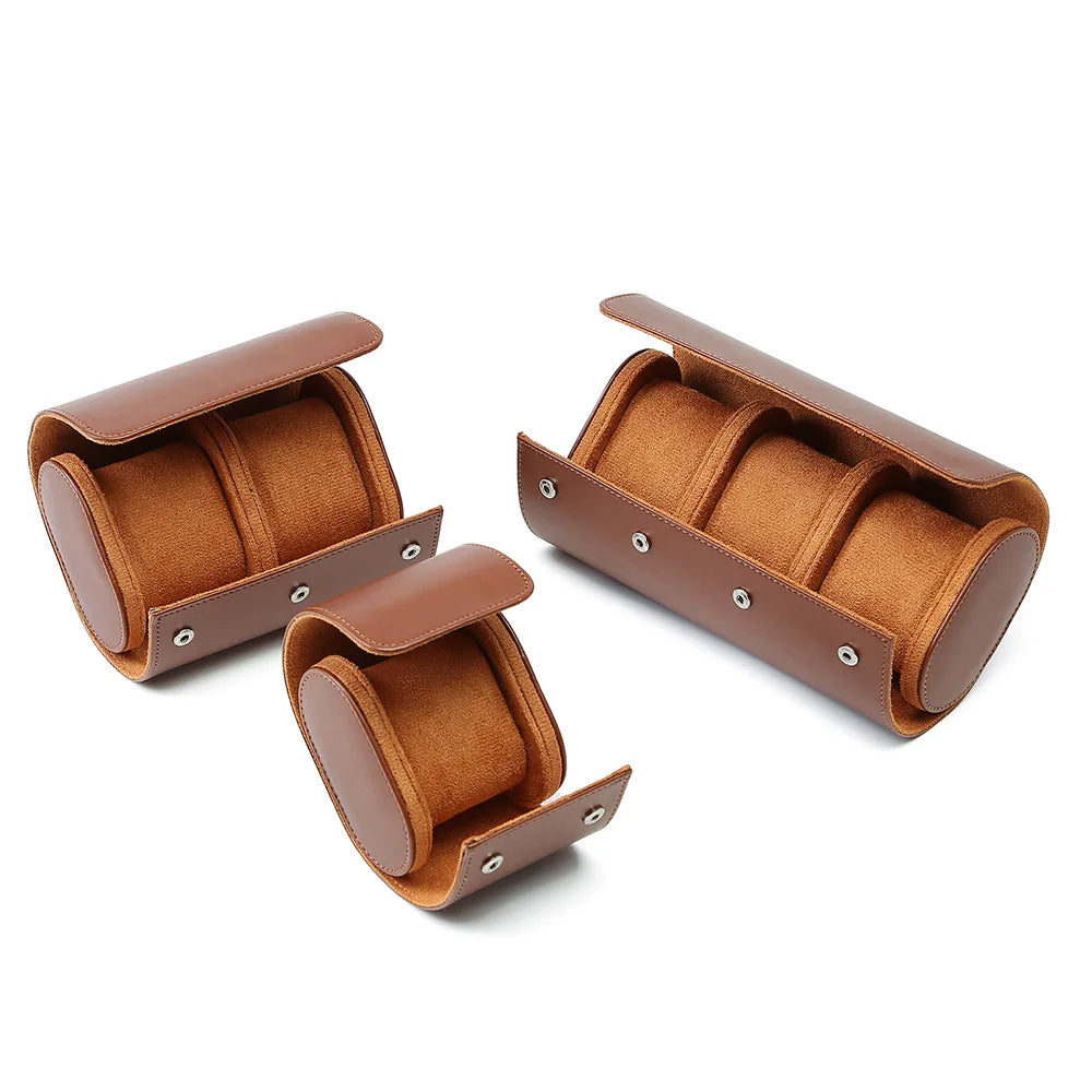 Brown Multi-Slot Watch Travel Case